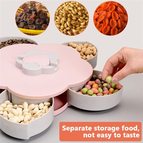 

storage bottles & jars single petal-shape rotating snack box candy tray food wedding plates double-deck dried fruit organizer