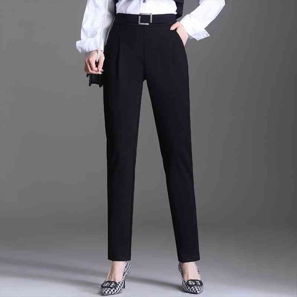 

women spring autumn chic fashion office wear straight suit pants vintage high waist black female trousers mujer s-5xl, Black;white