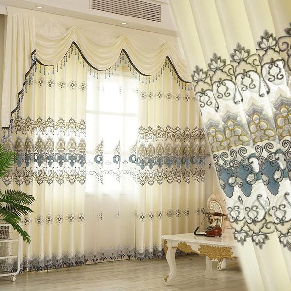

curtain & drapes european style hollow water-soluble embroidered fabric, blackout for living room and bedroom