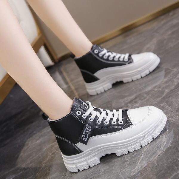 

boots british female students of fund 2021 autumn thick bottom thin locomotive short, Black