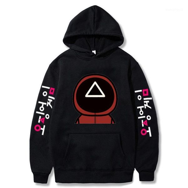 

men's hoodies & sweatshirts hip hop hooded squid game men women streetwear pullovers harajuku sweatshirt autumn boys girls black 1