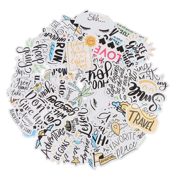 

50Pcs Good Quality Waterproof Motivational Phrases Quotes Stickers For Diy Laptop Skateboard