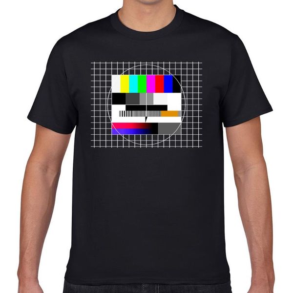 

men's t-shirts t shirt men tv test pattern 90s party 80s retro motto vintage funny harajuku geek custom male tshirt, White;black