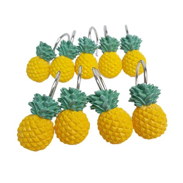

shower curtains 12pcs pineapple shape glide curtain hook home hanger rings easy install removable decoration heavy duty resin bathroom