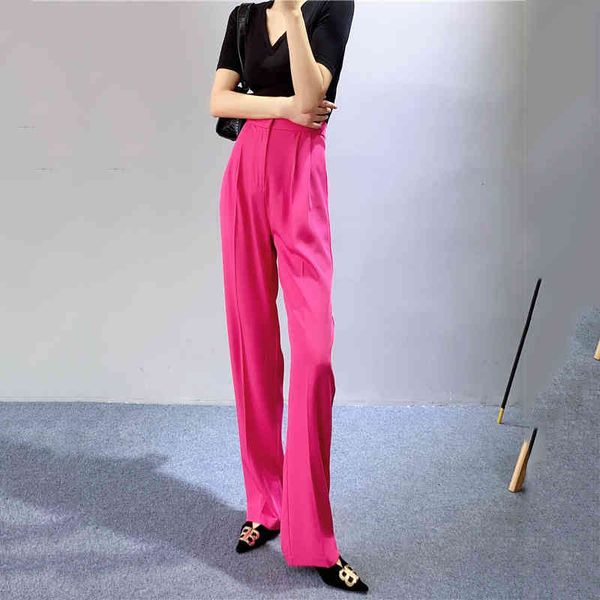 

women's pants & capris [gvuw] outono nova rosa vermelha de cintura alta perna larga calÃ§as femininas queda sensaÃ§Ã£o piso fino arrastand, Black;white