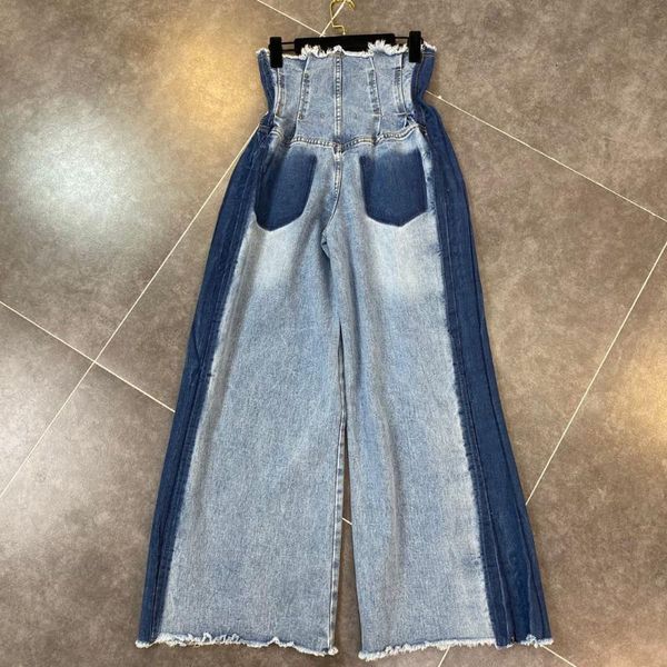 

women's jeans spring and summer mixed colors high waist wide-leg woman fahiosn ladies denim pants jean pants1 bkov, Blue