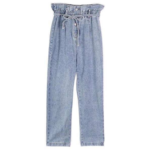 

women's pants & capris lady 2021 fashion with belt button baggy jeans woman high waist streetwear girls wide leg trousers mujer mom den, Black;white