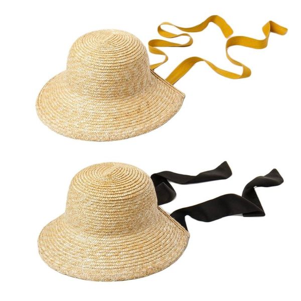 

caps & hats kids girls straw cap vintage style lightweight braided adaptable straps fix little lady daily accessories, Yellow