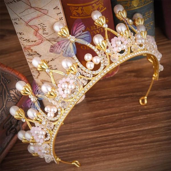 

hair clips & barrettes vintage prom princess butterfly gold tiara crystal wedding crown and headband for brides ornament decoration, Golden;silver