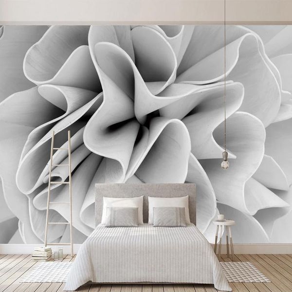 

wallpapers po wallpaper modern simple black and white flowers 3d wall murals living room restaurant creative art papers stickers