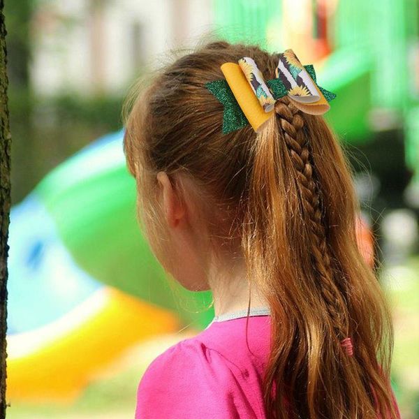 

hair accessories sunflower bowknot hairpin three-layer children's, Slivery;white
