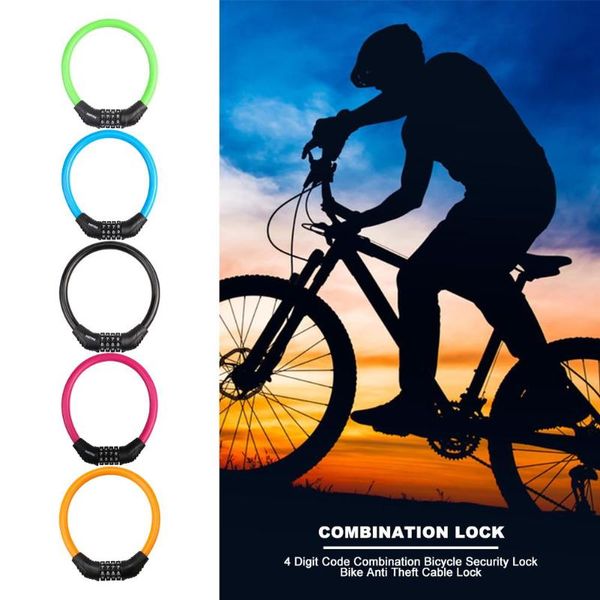 

bike locks 4 digit code combination bicycle security lock anti theft cable multi-function mtb tools
