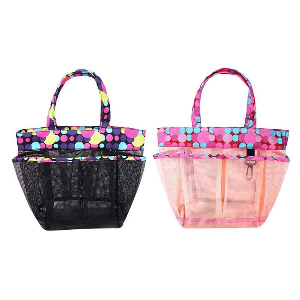 

mesh shower tote,college dorm bathroom organizer with key hook and 2x handles,basket pockets for camp gym storage bags