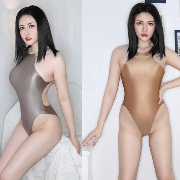 

one-piece suits shiny high cut bodysuit hollow out backless cosplay swimsuit bathing suit women swiming costume body swimwear