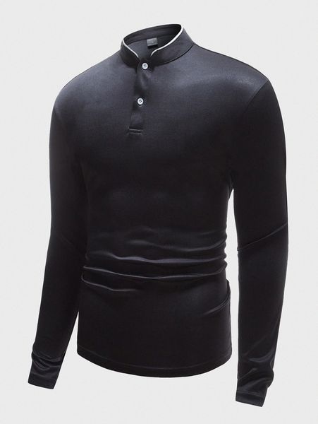 

men mock neck polo shirt o6kw#, White;black