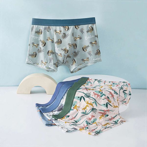 

underpants summer ultra thin ice silk breathable traceless men's underwear personalized printing boxer shorts, Black;white