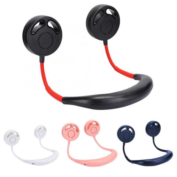 

electric fans portable outdoor sports neck hanging fan no blade charging folding mini for running travel air cooler
