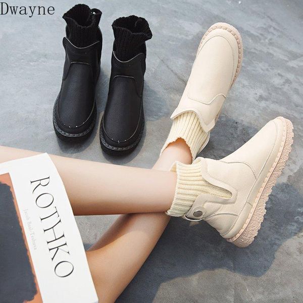 

boots 2021 autumn women's fashion simple solid color wool stitching comfortable non-slip casual, Black