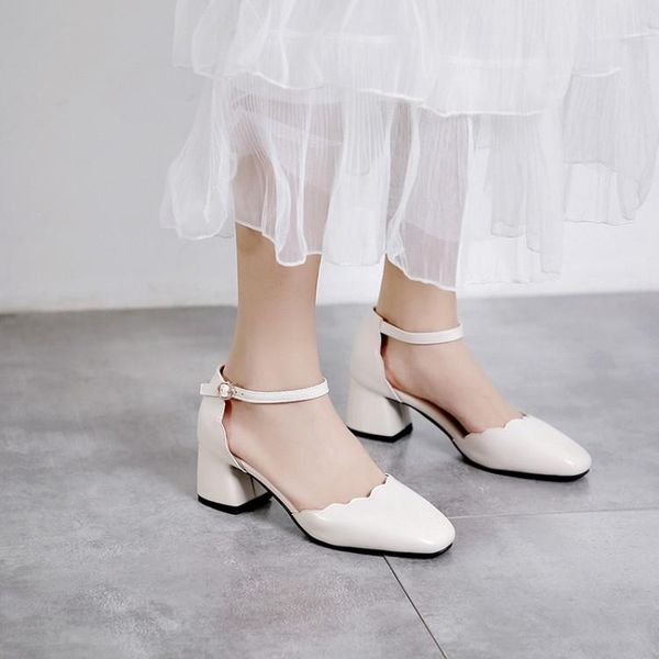 

dress shoes oversized high heels sandals women woman summer semi-baotou, thick heel, transparent back and empty, Black