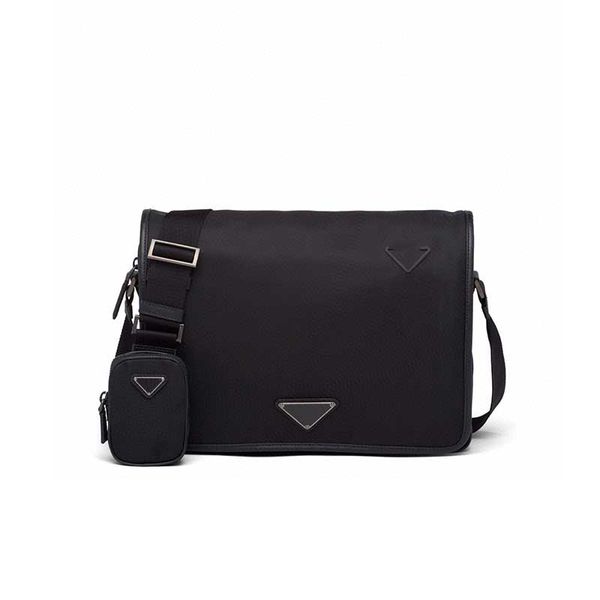 

messenger bag mens design genuine leather shoulder formal messengers bags zipper nylon material briefcase wallet 2039