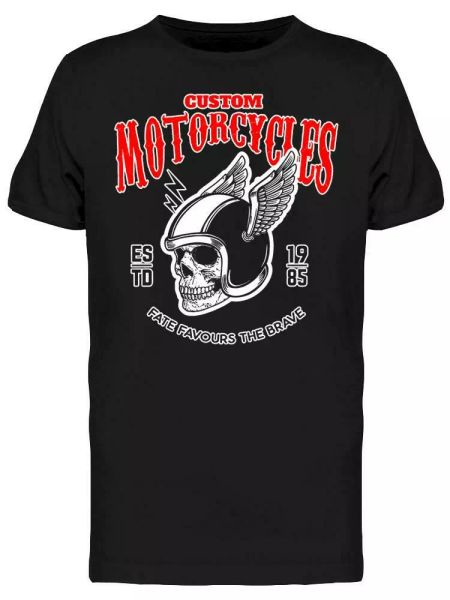 

custom motorcycles skull helmet tee men's -image by shutterstock, White;black
