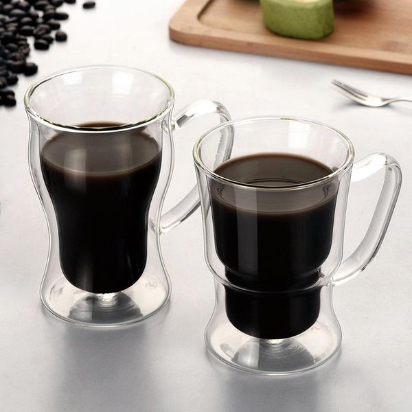 

heat-resistant double wall glass cup beer espresso coffee set handmade mug tea whiskey cups latte wine glasses