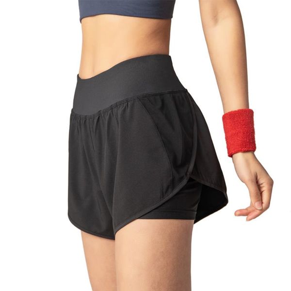 

women's shorts hirigin women casual loose style solid color elastic high waist two-layer sweatpants black purple light grey sport short, White;black