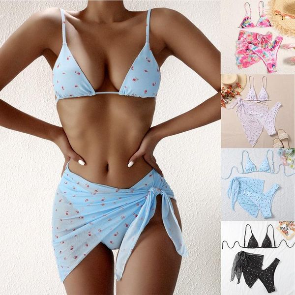 

women's swimwear fashion bikini 3-piece split swimsuit, White;black