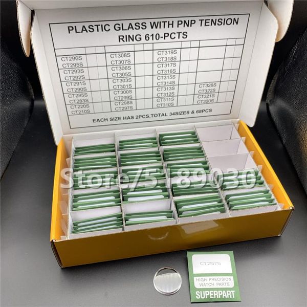 

repair tools & kits 68pcs 1.0mm thick dome round plastic glass with yellow/pnp tension ring for watch