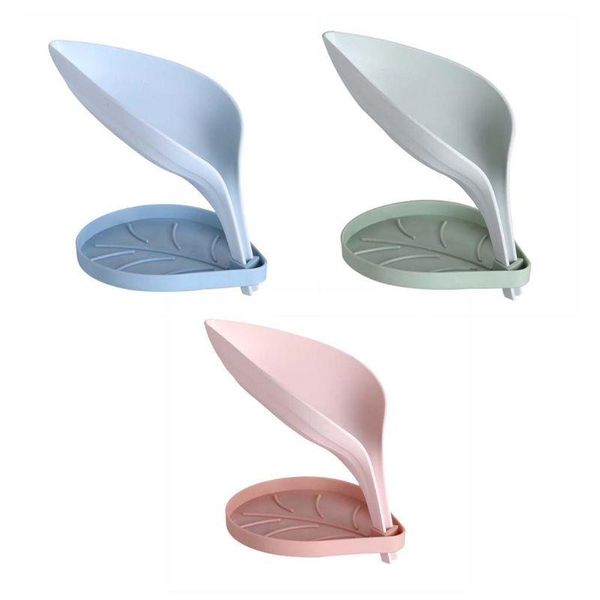 

soap dishes e7cc double layer leaf shape box dish storage tray non slip drain holder bathroom supplies gadgets