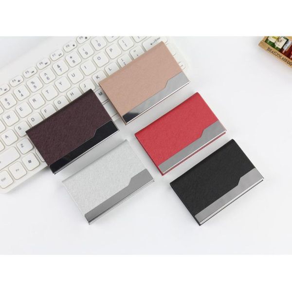 

card holders fashion professional business holder with magnetic buckle slim stainless steel pocket name carrier case, Brown;gray