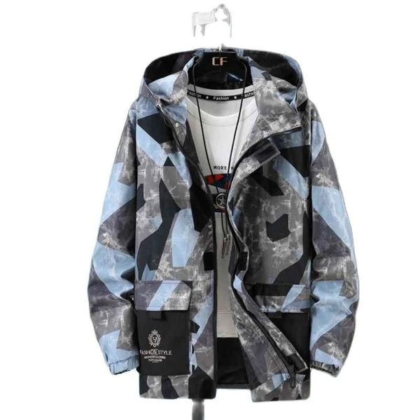 

men's trench coats winter autumn men windbreaker hooded camouflage letter pockets plus size 8xl 9xl 10xl cool out door jacket loose, Tan;black