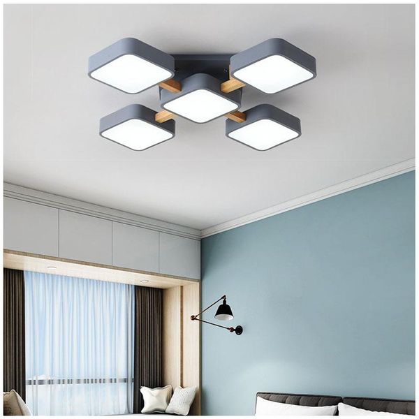 

pendant lamps simple modern atmosphere nordic style bedroom lamp home wooden living room led ceiling square