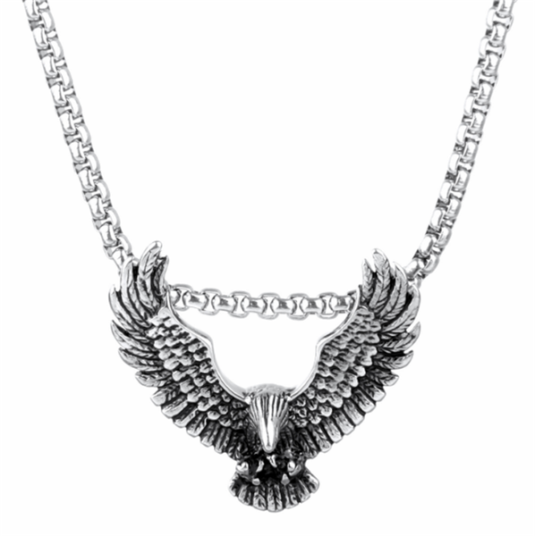 

pendant necklaces 316l stainless steel heavy metal eagle necklace unfading punk style hip hop locomotive boys no fade, Silver