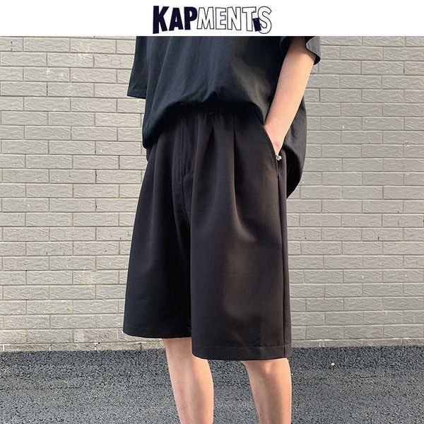 Kapments Homens Streetwear Harem Shorts Verão Mens Harajuku 2 Cores Preto Solto Suor Coreano Modas Corredores Calças 210714