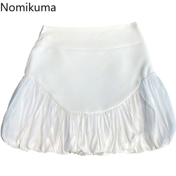 

nomikuma spring new pleated patchwork a-line mini skirt korean high waist elegant women skirts causal mujer faldas 6g313 210427, Black