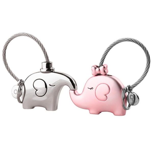 

keychains milesi one pair of elephant couples keychain lovers key ring women's bag charm gift trinket pendant for car chain k0180, Silver