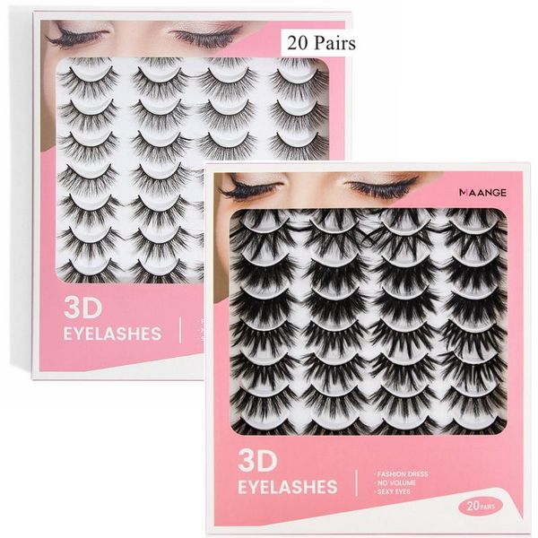

false eyelashes 20 pairs 3d mink lashes messy fluffy long faux cils, mixed dramatic makeup extension packaging in bulk