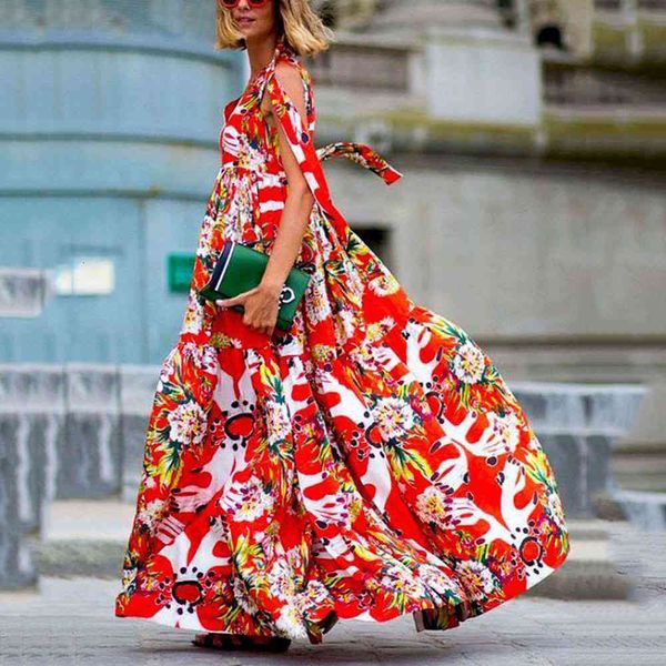 

a line vintage bandage red women dresses fashion holiday summer floor length v neck short sleeve floral printed ruffles beach, Black;gray