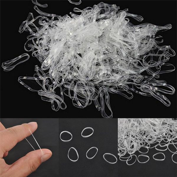 

hair accessories 200/500pcs mini small braid plaits elastic tie band ponytail holder rubber clear white, Slivery;white