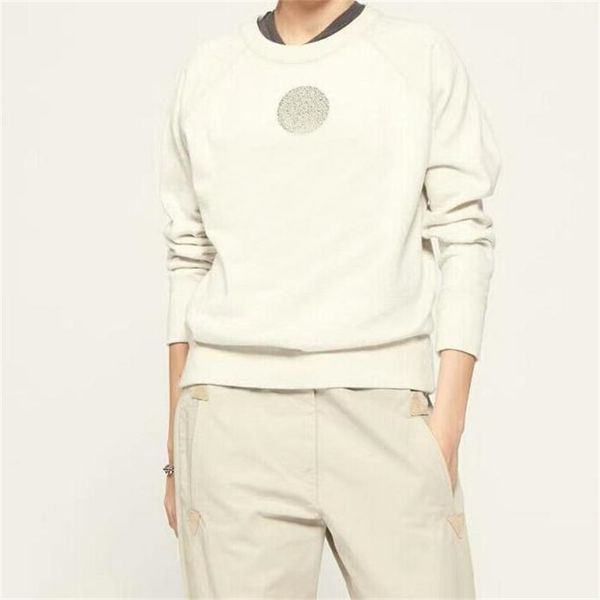 

women 20isa mar sweatshirt pullover autumn winter cotton flocking letter embroidery casual o-neck loose terry classic, Black