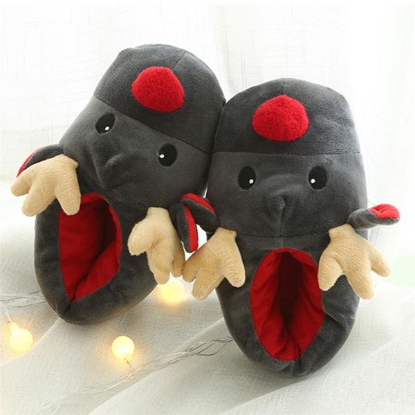 

slippers christmas deer cotton couple winter short plush soft cartoon cute animal prints indoor non-slip shoes 30, Black