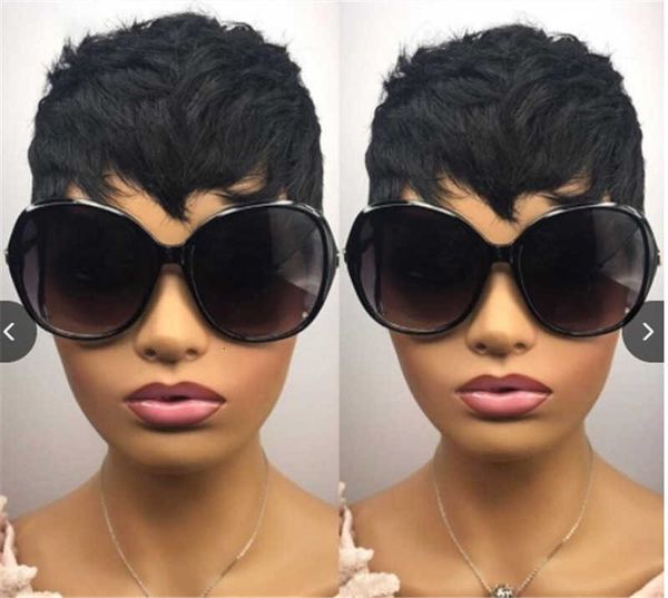 

women's curly chemical fiber high temperature silk head african american wig black short hair cover
