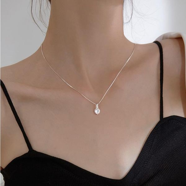 

chains bling geometric water drop cubic zirconia 925 sterling silver pendant necklace for women simple luxury jewelry gifts