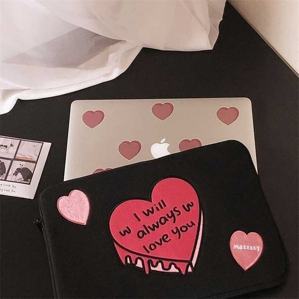 

bentoy cartoon sleeve case bag for 11 12 13.3 inch korea heart cake lapnotebook girls air ipad pro handbag 211025