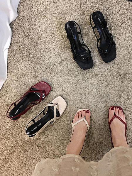 

dress shoes women's sandals 2021 summer toe straps stiletto heels, Black