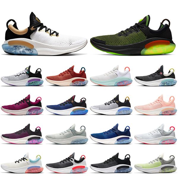 

fashion joyride run fly knit running shoes women mens oreo platinum tint sunset pink electric green university red trainers sneakers size 36