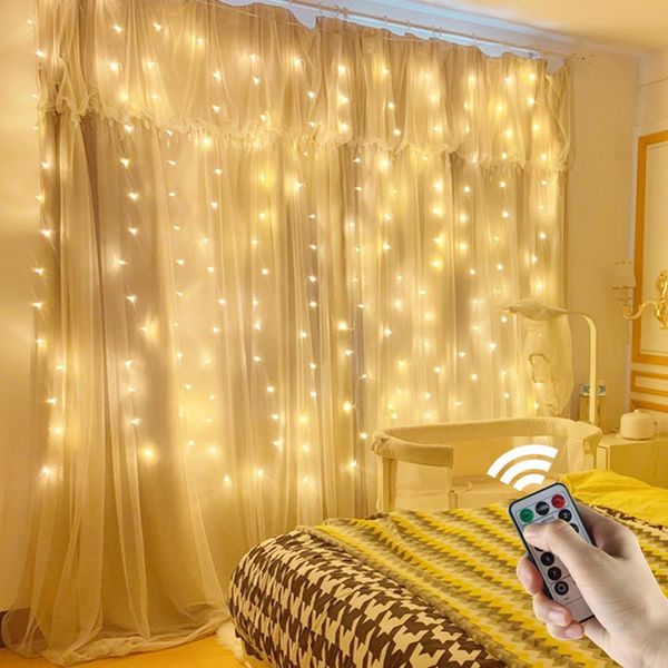 

strings 100/200/300 curtain led string 5v usb power garland remote control fairy light diy windows 2022 year christmas bedroom decor