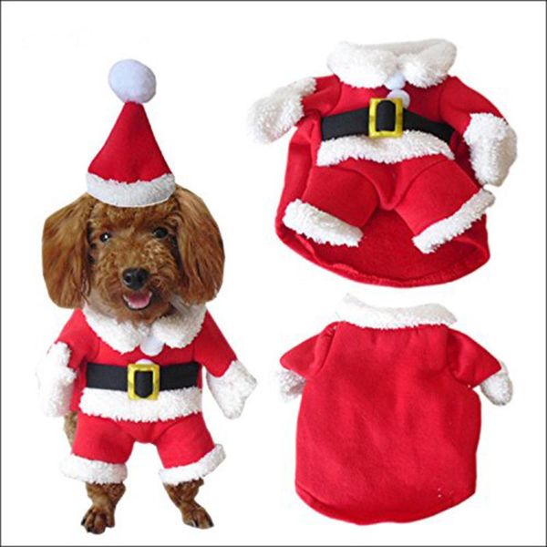 

cat costumes pet christmas costume dog suit with cap santa claus coat hoodies for small dogs cats funny puppy party clothes