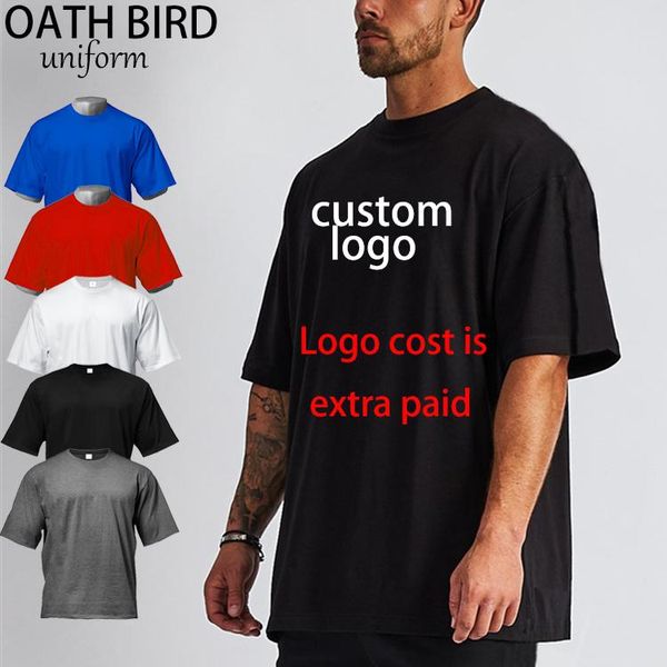 

men's t-shirts men round neck fashion loose blank plain cotton t-shirt custom logo oversized printed tshirt, White;black